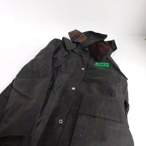 BARBOUR X GANNI HOODED TARTAN DUFFLE WAX COAT β UK 8