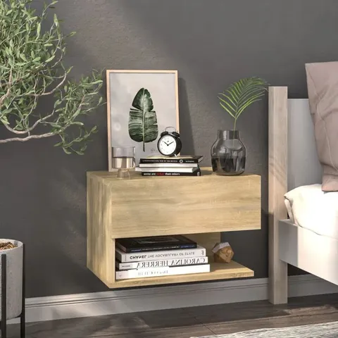 BOXED JAIANA WALL-MOUNTED BEDSIDE CABINET