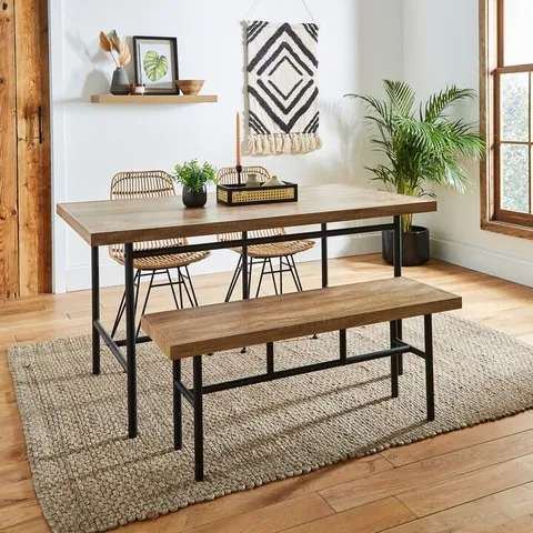 BOXED DUNELM BRYANT 6 SEATER RECTANGULAR DINING TABLE, MANGO WOOD EFFECT WOOD (1 BOX)