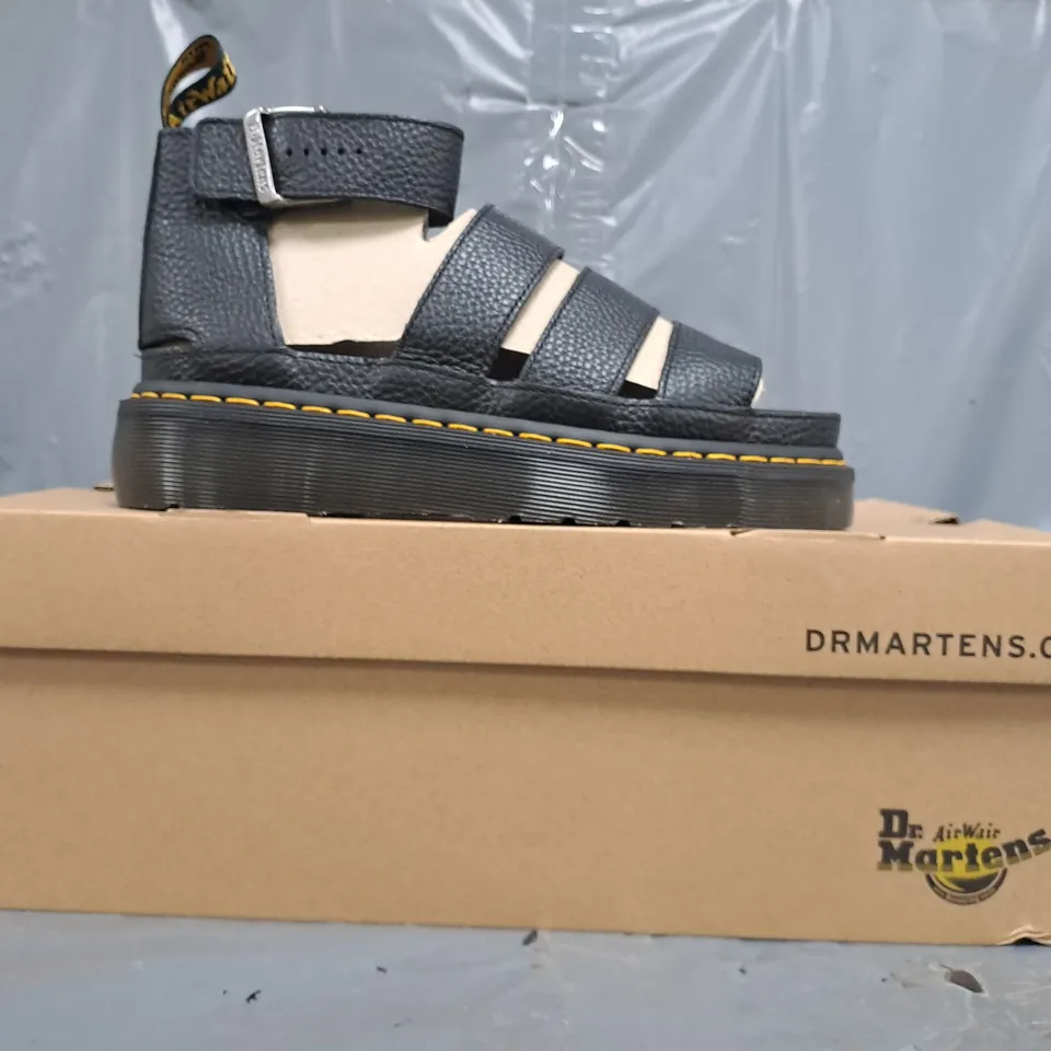 BOXED PAIR OF DR MARTENS CLARISSA II QUAD SANDALS IN BLACK SIZE UK 6
