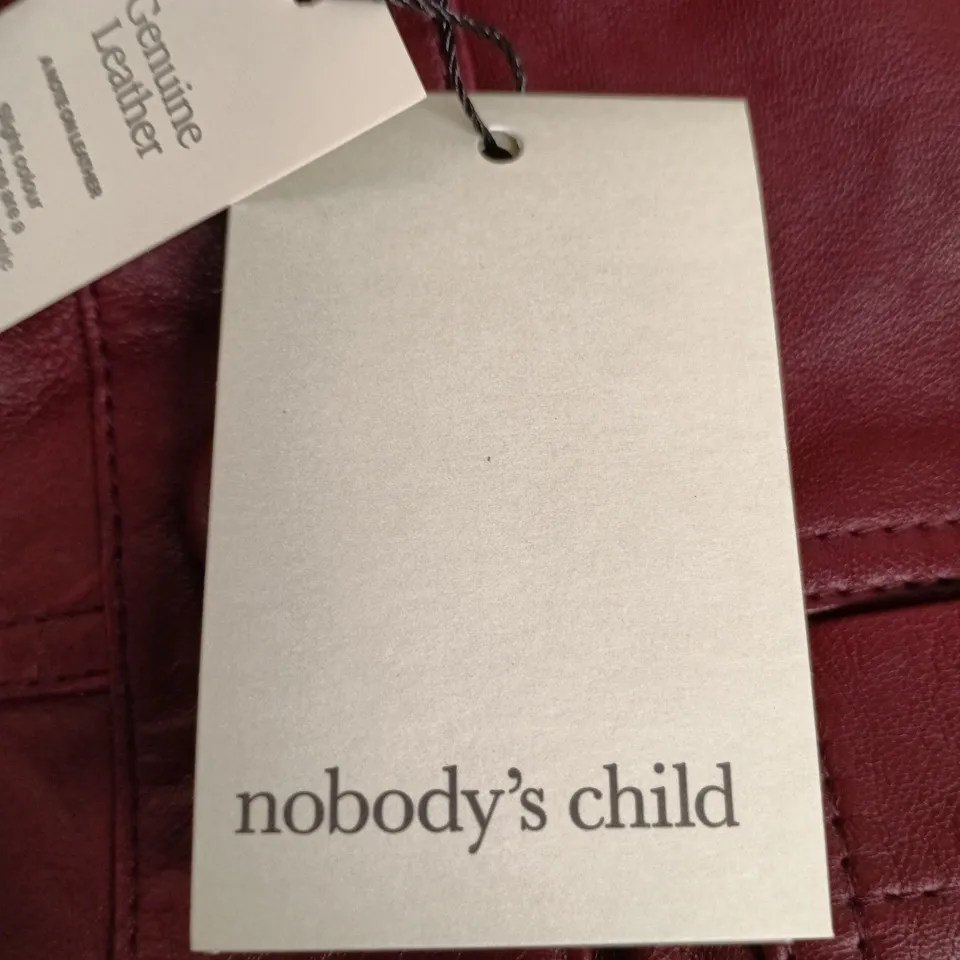NOBODY'S CHILD NEWPORT LEATHER CROPPED JACKET – CHERRY, UK S