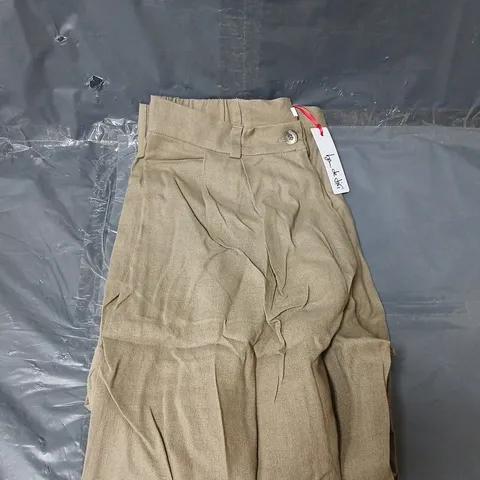 8 BEN DE LISI LINEN BLEND TROUSERS PETITE IN STONE - SIZE 14