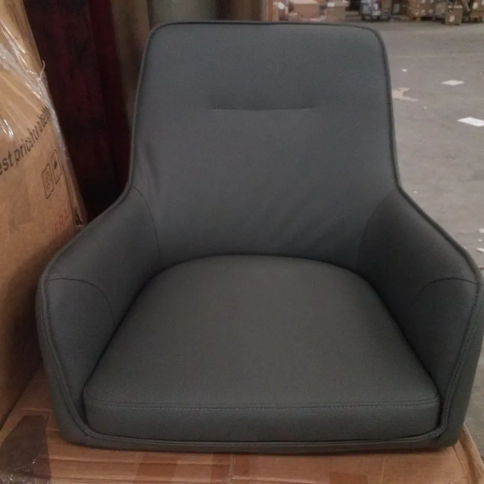 BOXED SET OF 2 GREY FAUX LEATHER DINING CHAIRS 