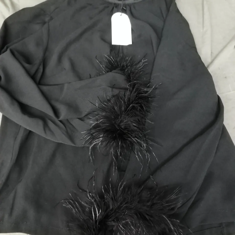 MONSOON LONG SLEEVE FEATHER CUFF TOP IN BLACK SIZE UK 16