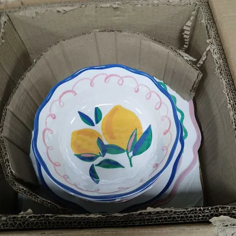 12 PIECE DINNER SET LEMON/ORANGE