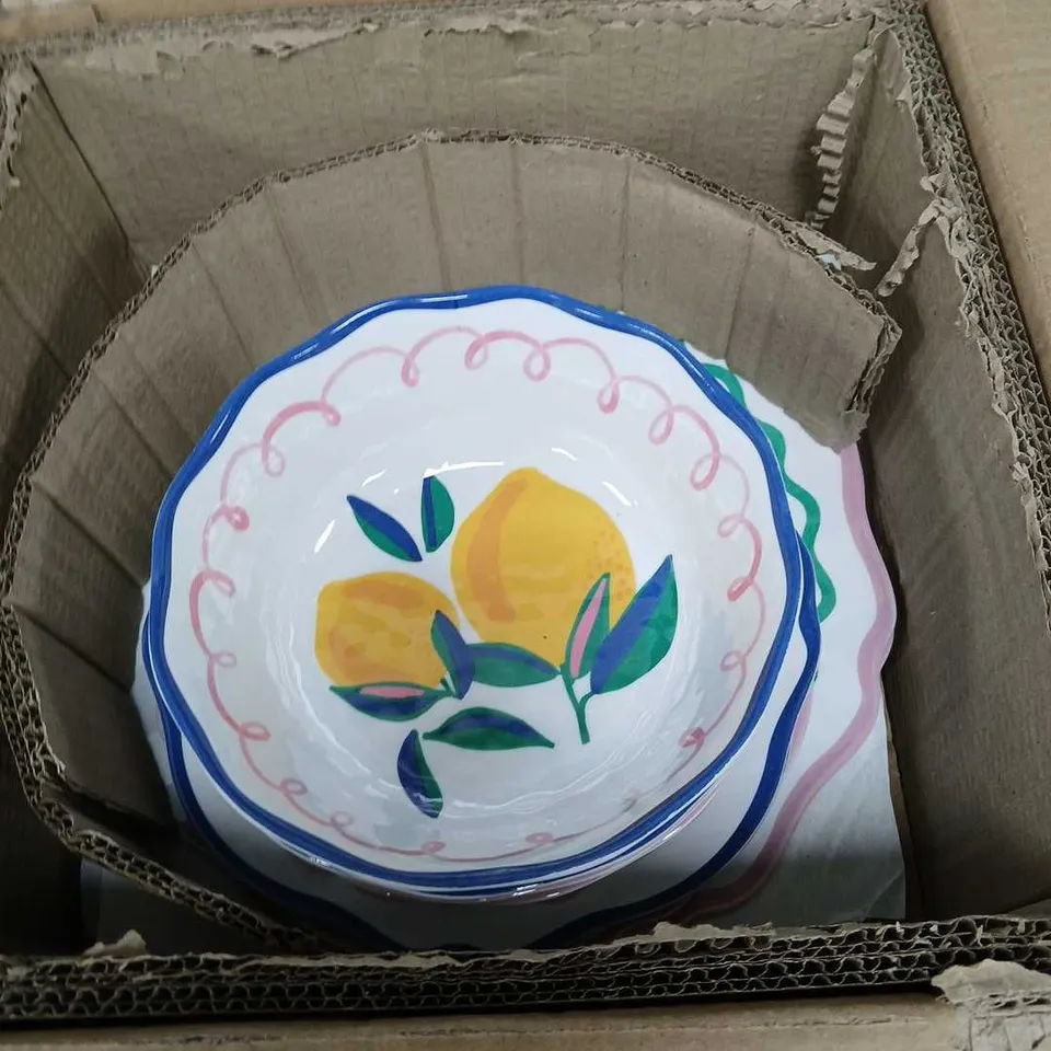 12 PIECE DINNER SET LEMON/ORANGE