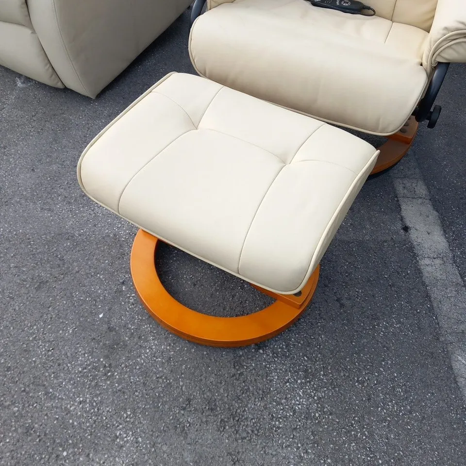 DESIGNER SIENNA CREAM SWIVEL CHAIR WITH FOOTSTOOL