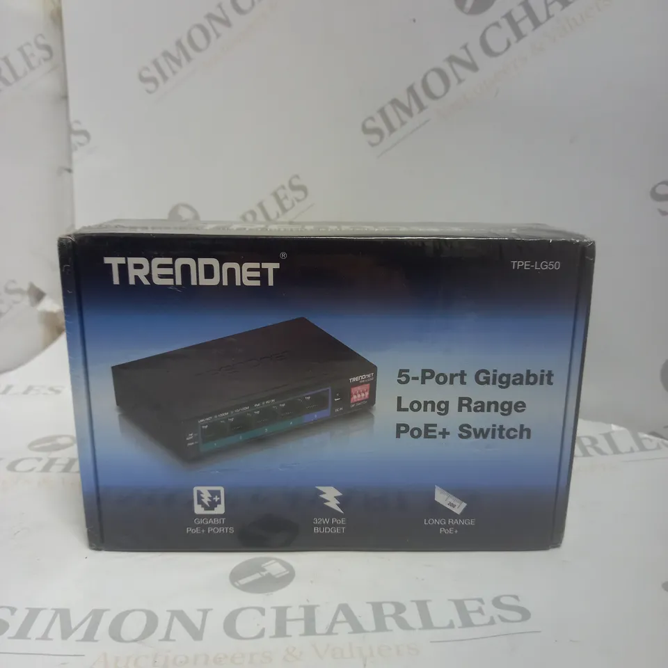 SEALED TRENDNET 5 PORT GIGABIT LONG RANGE POE+ SWITCH