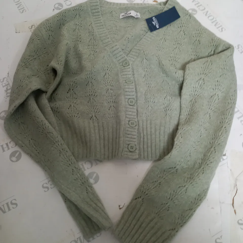 HOLLISTER CROP V-NECK CARDIGAN IN SLIME GREEN - SMALL