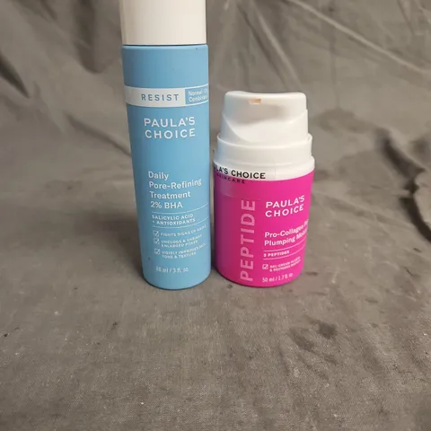 PAULA'S SKINCARE LOT OF 2 ASSORTED SKINCARE PRODUCTS TO INCLUDE - DAILY PORE-REFINING 2% BHA TREATMENT - PRO-COLLAGEN PEPTIDE PLUMPING MOISTURISER
