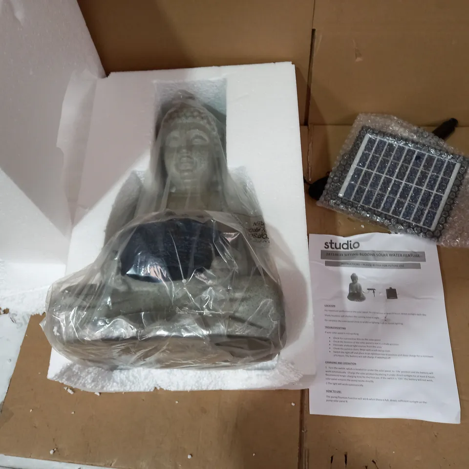BOXED STUDIO 24714631 SITTING BUDDHA SOLAR WATER FEATURE