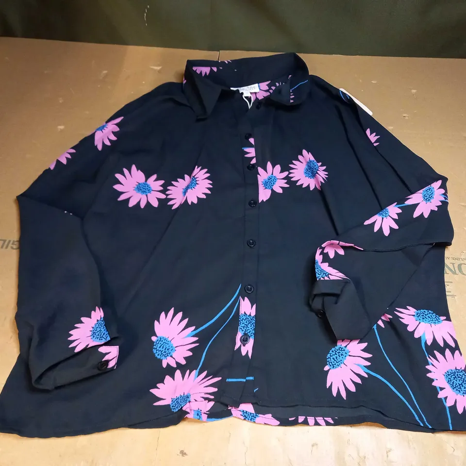 DANCING LEOPARD PINK/BLACK FLORAL BLOUSE - SIZE 8