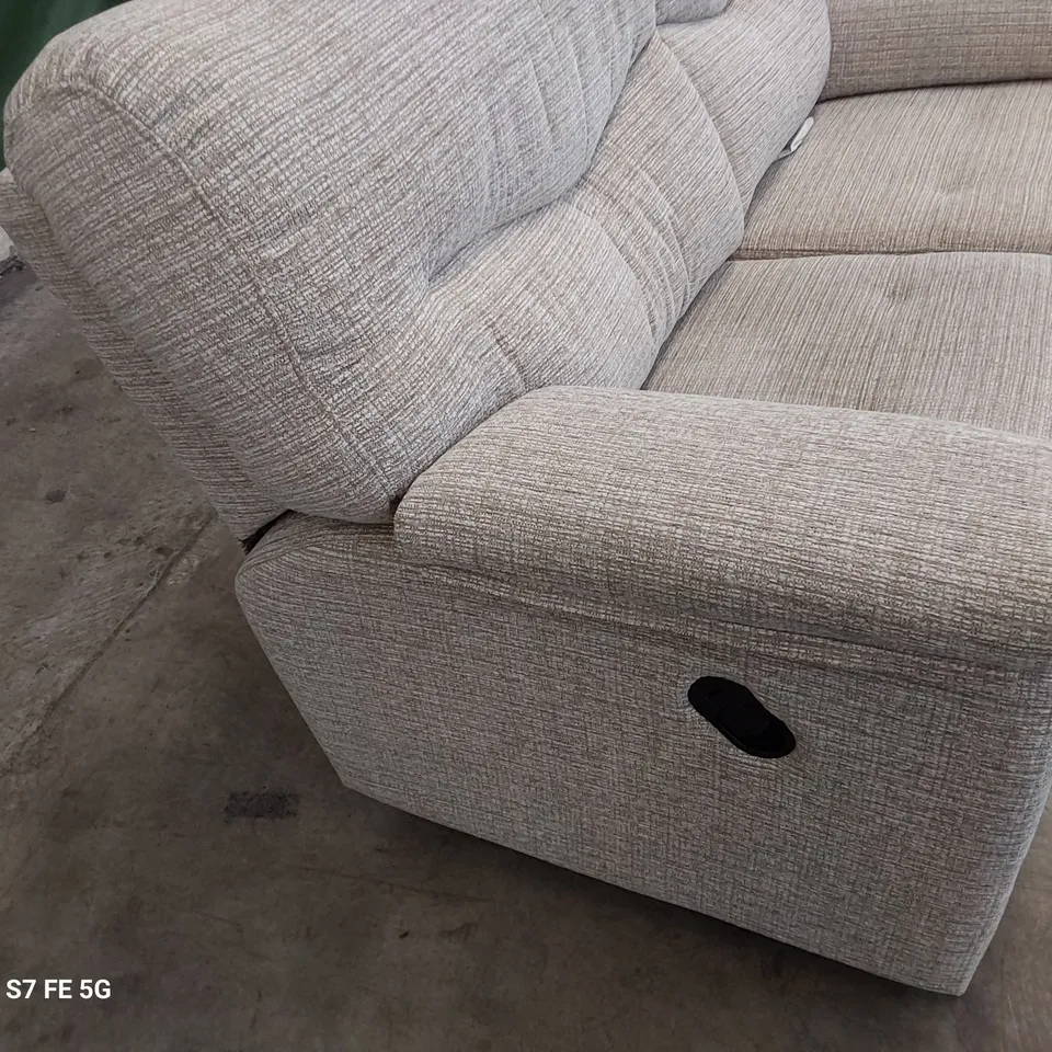 QUALITY BRITISH DESIGNER G PLAN STRATFORD MANUAL RECLINING TWO SEATER SOFA LOOM SHALE FABRIC 