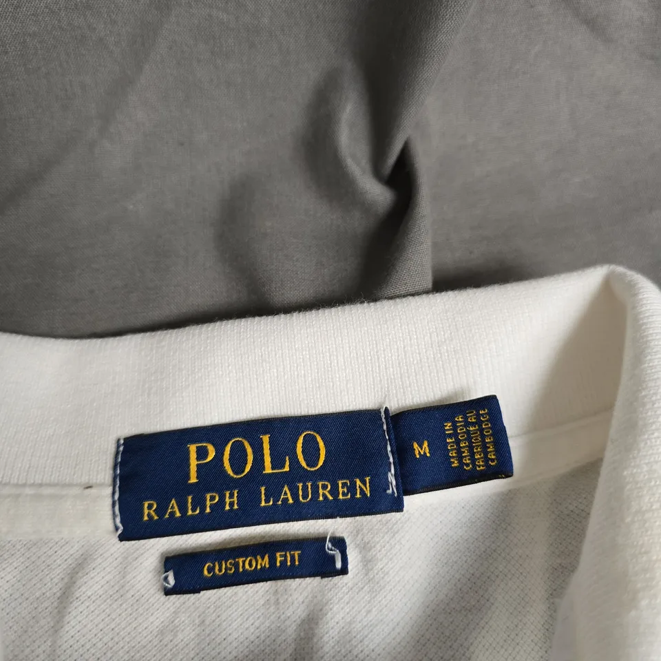 POLO RALPH LAUREN CUSTOM FIT POLO SHIRT – WHITE, MEN'S M