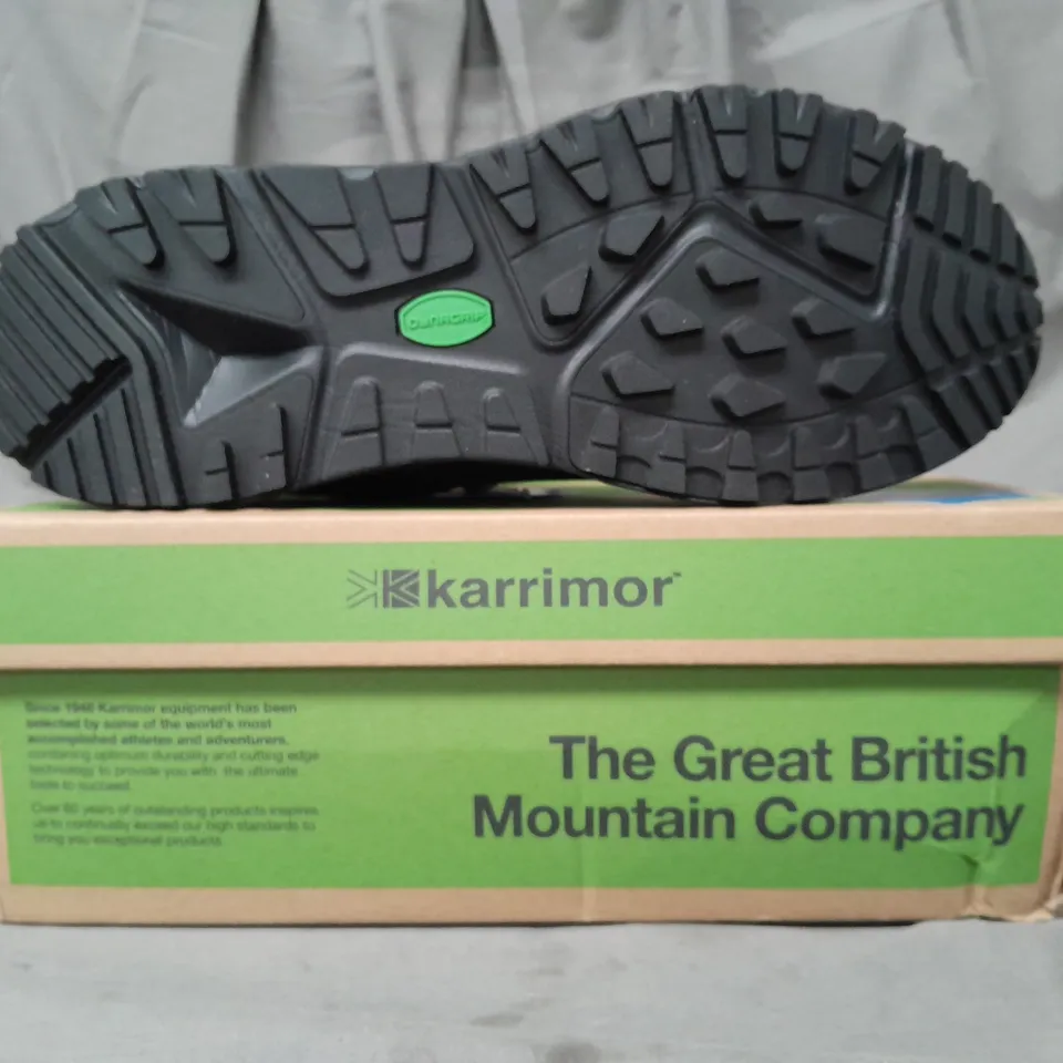 BOXED PAIR OF KARRIMOR HELIUM LOW SHOES IN BLACK UK SIZE 11