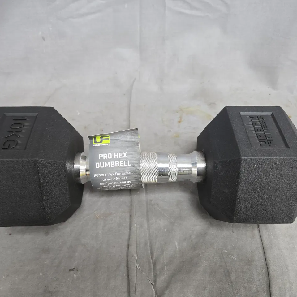 PRO HEX DUMBBELL – RUBBER HEX - 10KG