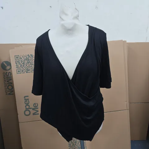 BONPRIX WOMEN'S BLACK WRAP TOP – UK 16-18 (EU 44/46)