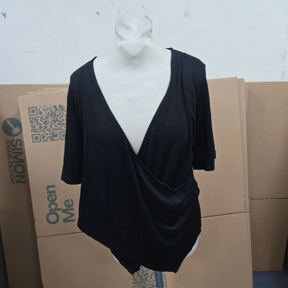BONPRIX WOMEN'S BLACK WRAP TOP – UK 16-18 (EU 44/46)
