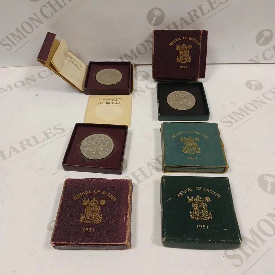 BOX TO CONTAIN 7 X FESTIVAL OF BRITAIN COMMEMORATIVE COINS 