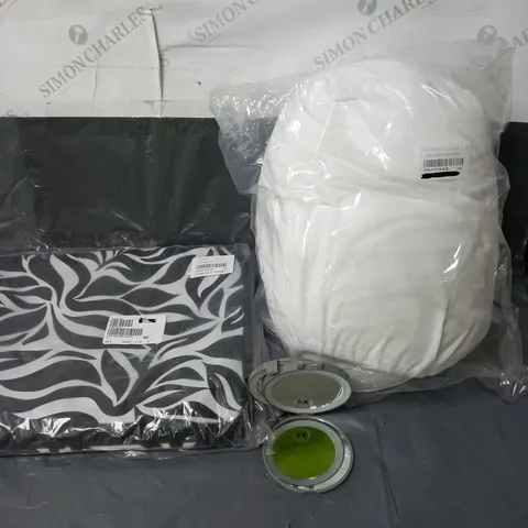 APPROXIMATELY 10 HOUSEHOLD ITEMS TO INCLUDE SET OF 4 PACKING CUBES, BEDDING AND SIMPLY BEAUTY COMPACT MIRROR