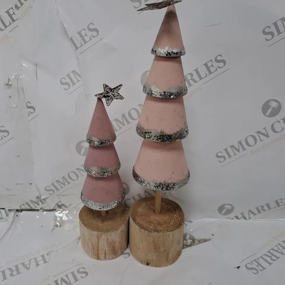 SET OF 2 WOOD CONIAL TREES RRP £19.99