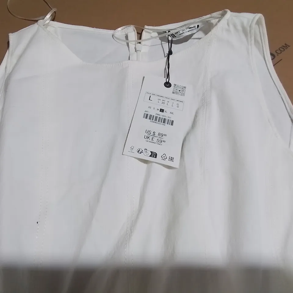 ZARA WHITE SLEEVELESS DRESS - UK L