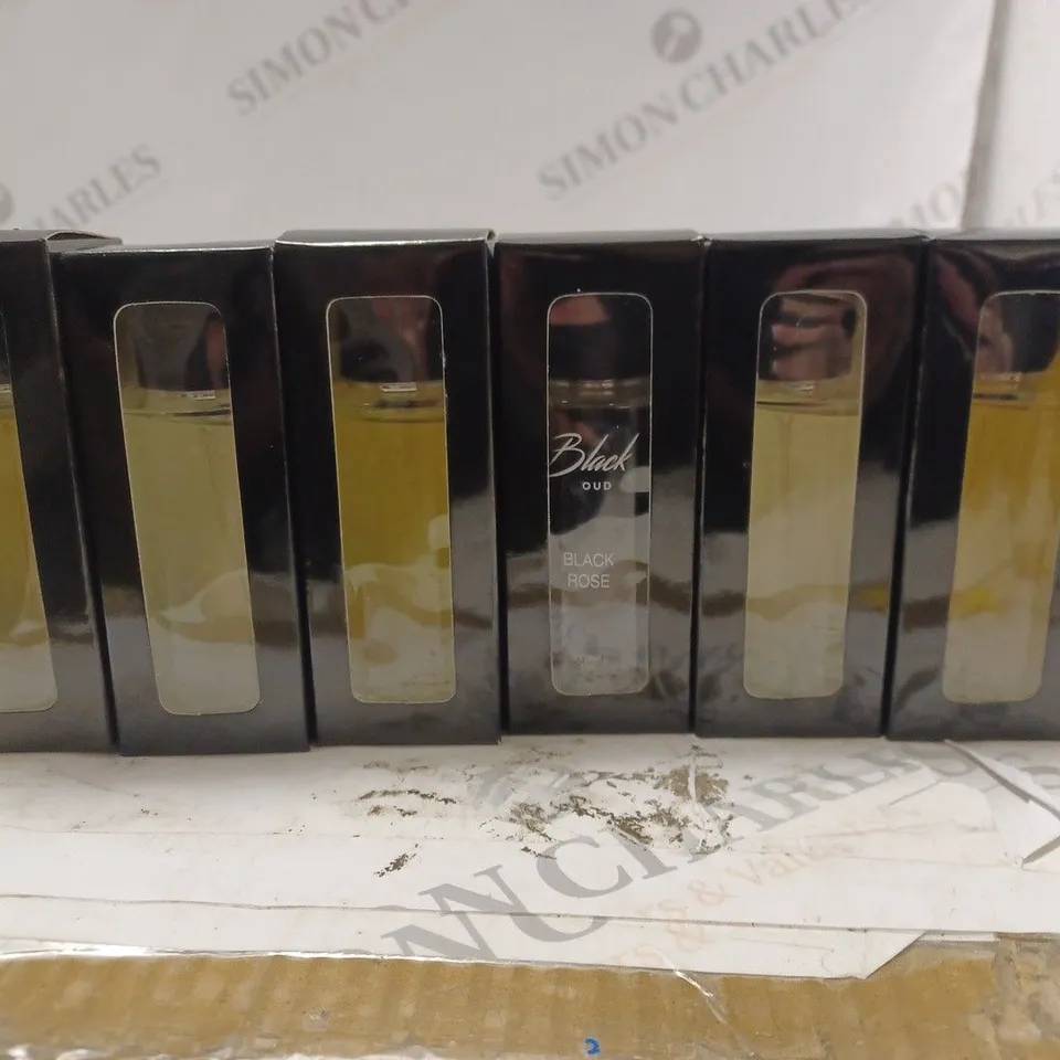 LOT OF SIX PERFUMES MADE IN THE UK TO INCLUDE BLACK OUD BLACK ROSE