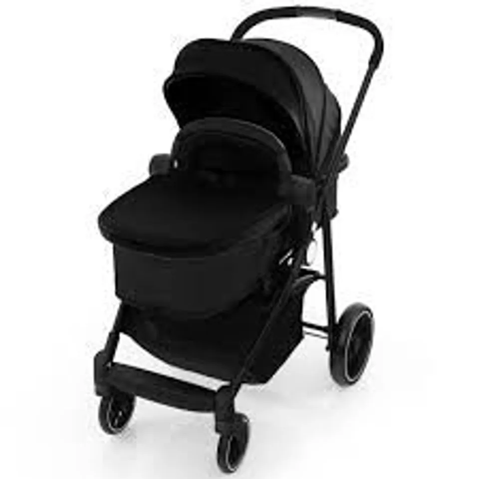 BOXED COSTWAY 2 IN 1 HIGH LANDSCAPE STROLLER WITH REVERSIBLE SEAT AND ADJUSTABLE BACKREST AND CANOPY - BLACK