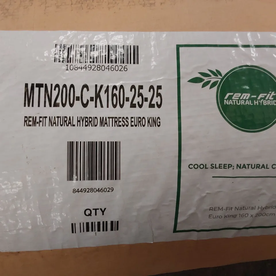 QUALITY ROLLED & BAGGED REM-FIT NATURAL HYBRID EURO KING SIZE MATTRESS 160 × 200cm 