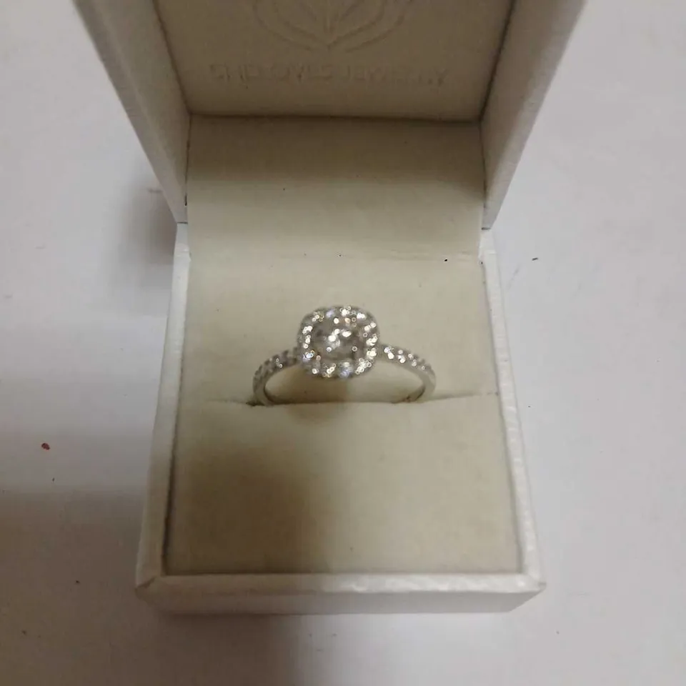 DIAMONIQUE 0.9CT TW HALO RING SET STERLING SILVER 