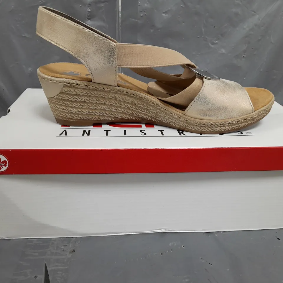 BOXED RIEKER CREAM WOMENS CASUAL COMFORT SLINGBACK WEDGE SANDALS SIZE 38