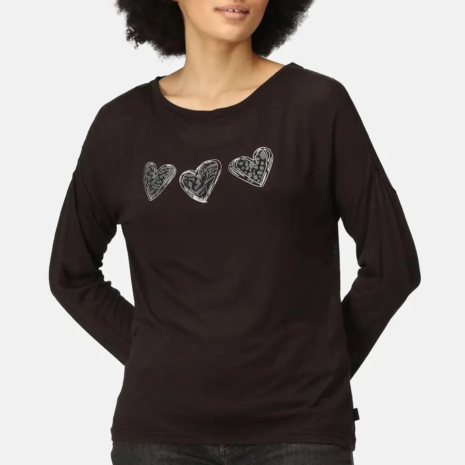 REGATTA BLACK HEARTS CARLENE T-SHIRT BLACK HEARTS - UK SIZE 12