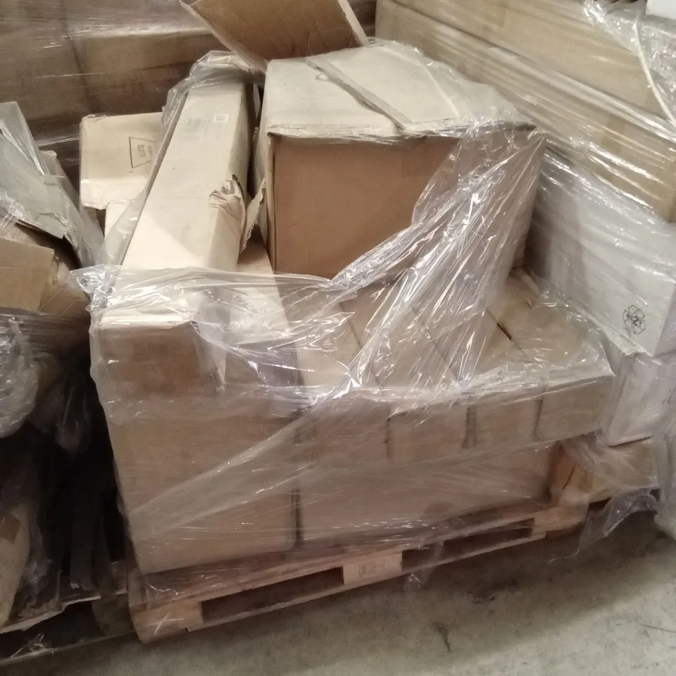 3 X PALLETS OF ASSORTED HOUSEHOLD GOODS AND PRODUCTS TO INCLUDE; PARASOLS, BOXES OF BLUE HAND TOWELS ETC