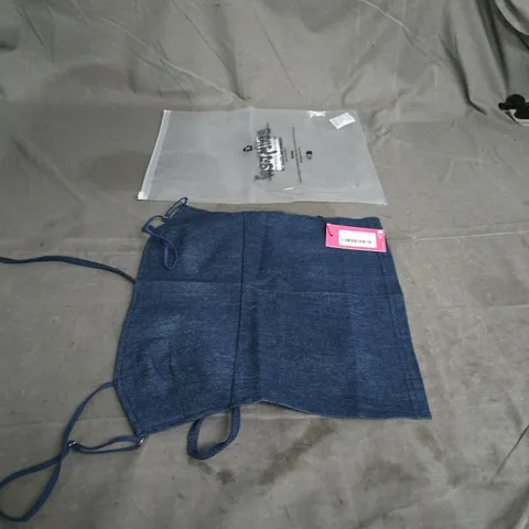 DENIM WRAP SKIRT WITH SIDE TIES - DARK BLUE (S)