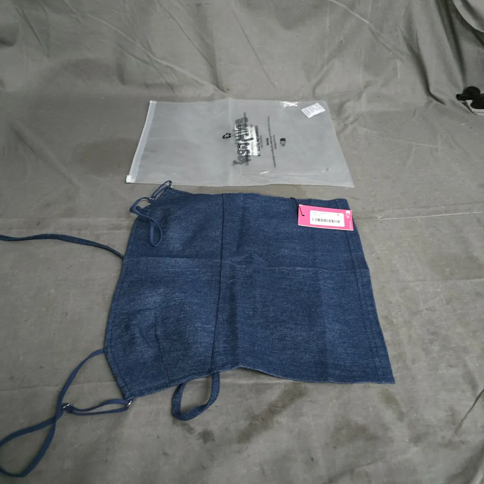 DENIM WRAP SKIRT WITH SIDE TIES - DARK BLUE (S)