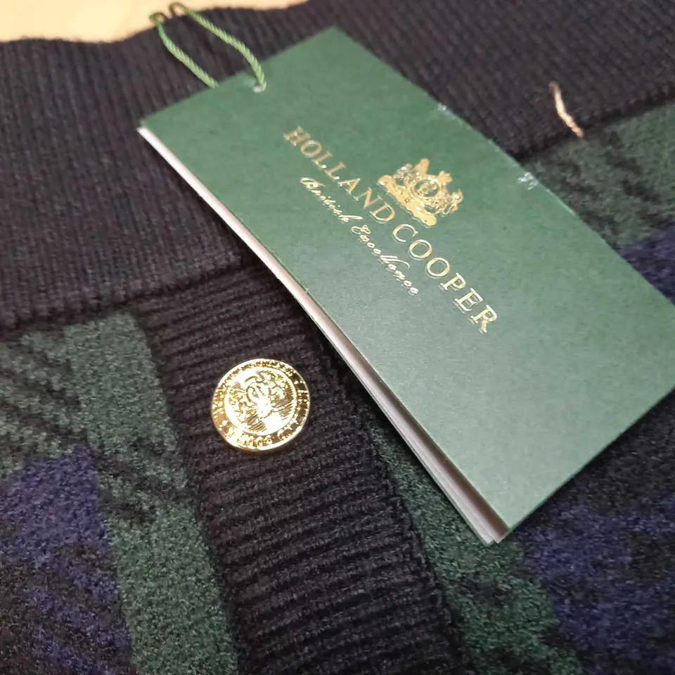 HOLLAND COOPER GREEN KNITTED TWEED STYLE MINI SKIRT - SMALL