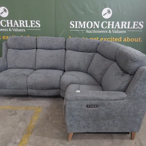 DESIGNER POWER RECLINING CORNER GROUP GREY FABRIC