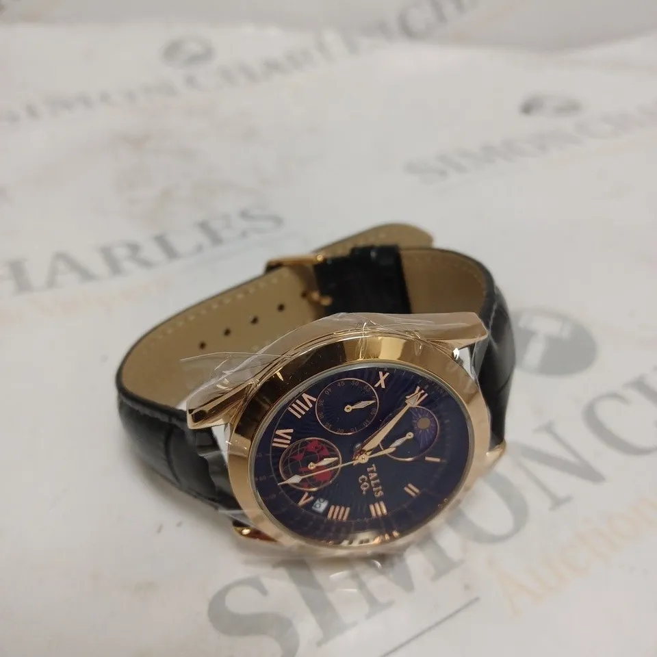 MENS TALIS CO 7120 CHRONOGRAPH WATCH – MOON PHASE MOVEMENT – GENUINE LEATHER STRAP 