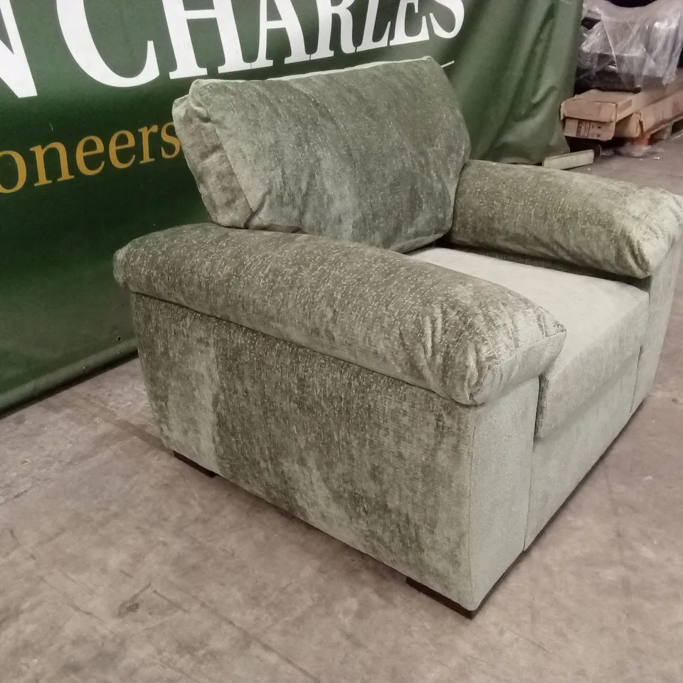 SALERNO STANDARD BACK FABRIC ARMCHAIR - OLIVE GREEN RRP £449
