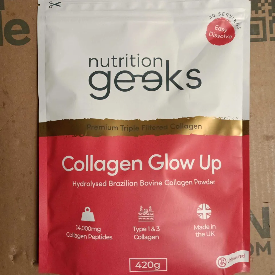 NUTRITION GEEKS COLLAGEN GLOW UP POWDER – HYDROLYSED BRAZILIAN BOVINE COLLAGEN, 420G (UNFLAVOURED)