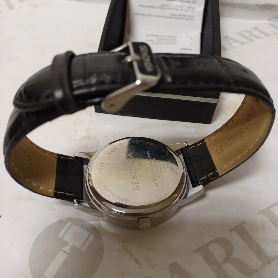 SEKONDA MEN'S DAY DATE LEATHER STRAP WRISTWATCH