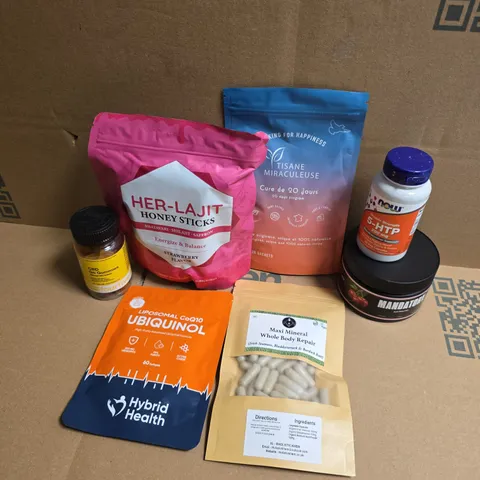 APPROXIMATELY 15 ASSORTED VITAMIN/HEALTH AID PRODUCTS TO INCLUDE HER-LAJIT HONEY STICKS, CBD GO GUMMIES, MANDATORY ELECTROLYTES, ETC - COLLECTION ONLY