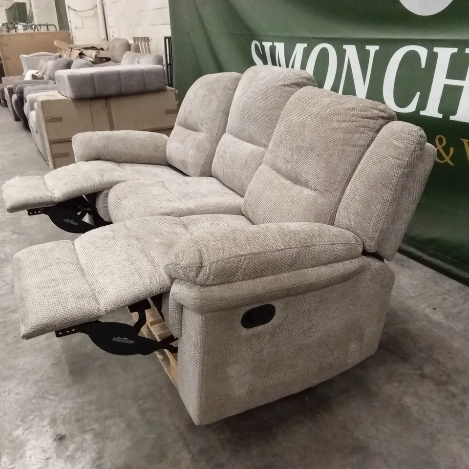 ALBION CHUNKY WEAVE 3 SEATER HIGH BACK MANUAL RECLINER SOFA - NATURAL RRP £679