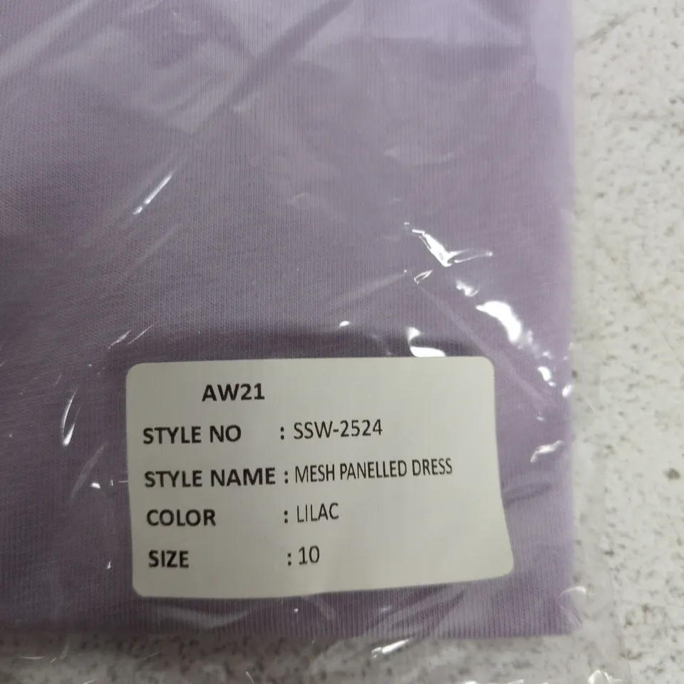 SIKSILK MESH PANELLED DRESS – LILAC, UK 10 (AW21)
