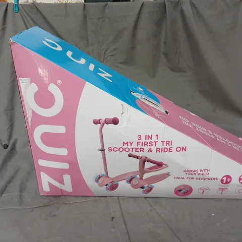 BOXED ZINC 3IN1 MY FIRST MINI TRI SCOOTER & RIDE ON IN PINK