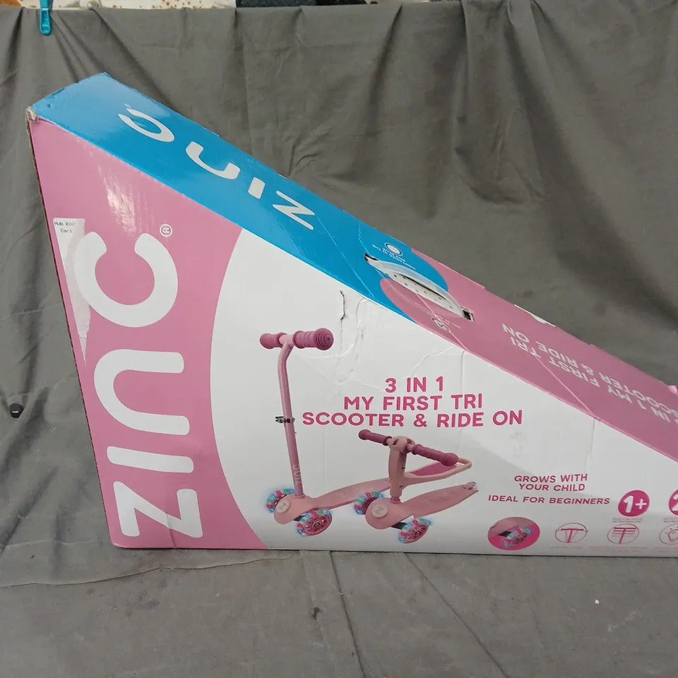 BOXED ZINC 3IN1 MY FIRST MINI TRI SCOOTER & RIDE ON IN PINK