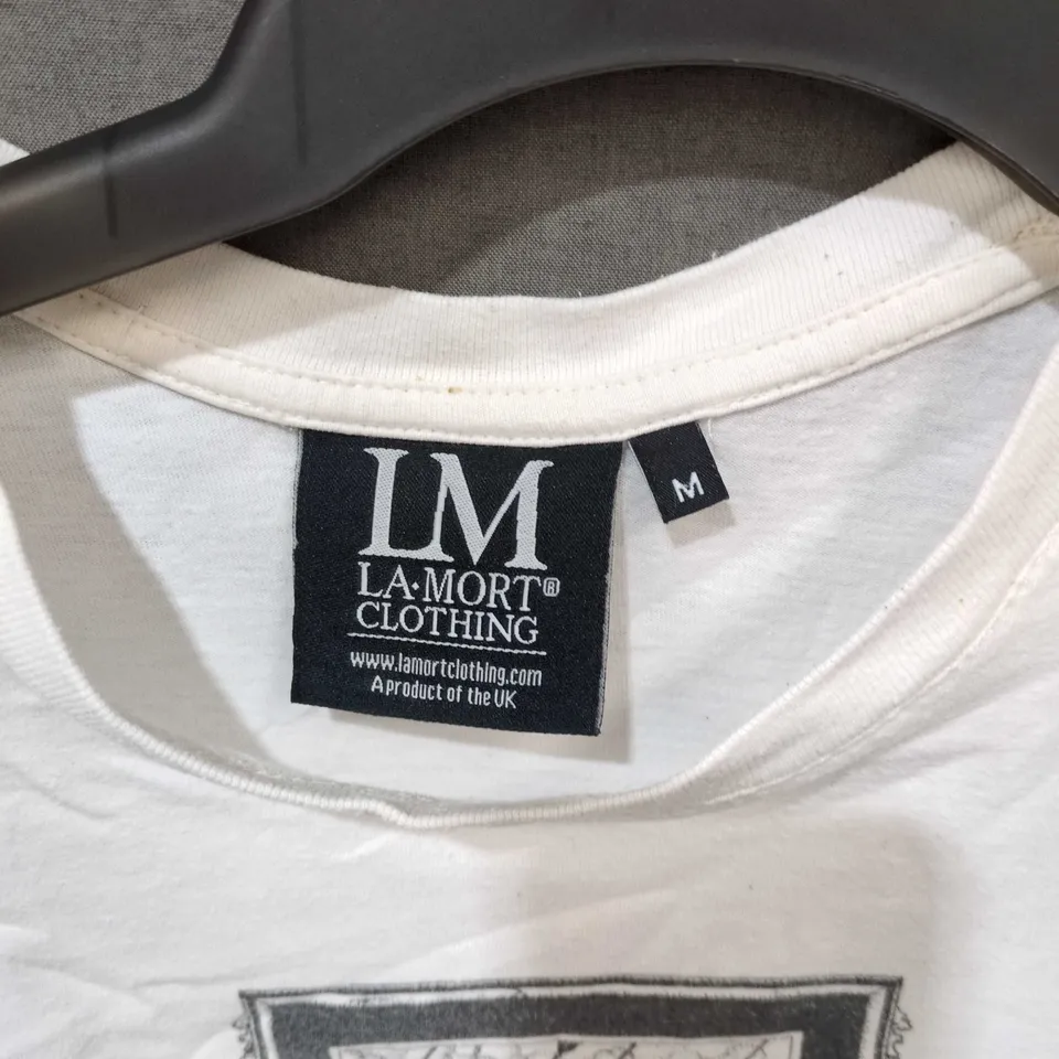 LA-MORT CLOTHING WHITE T-SHIRT – GRAPHIC PRINT (M)