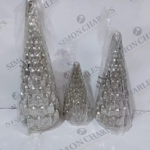 BOXED ALISON CORK SET OF MERCURY GLASS TREES