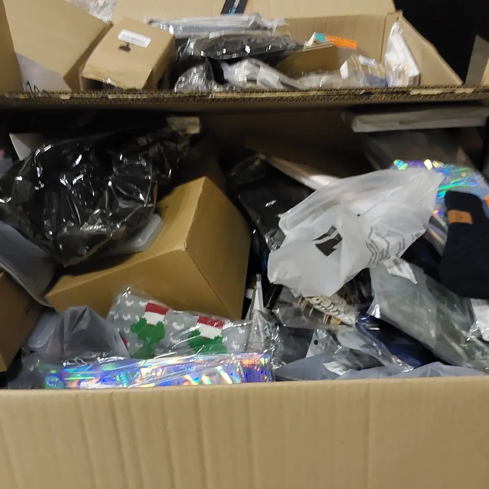 PALLET TO CONTAIN ASSORTED HOUSEHOLD ITEMS AND CONSUMER PRODUCTS. INCLUDING CLOTHES, BOOKS, DECORATIVE ITEMS ETC