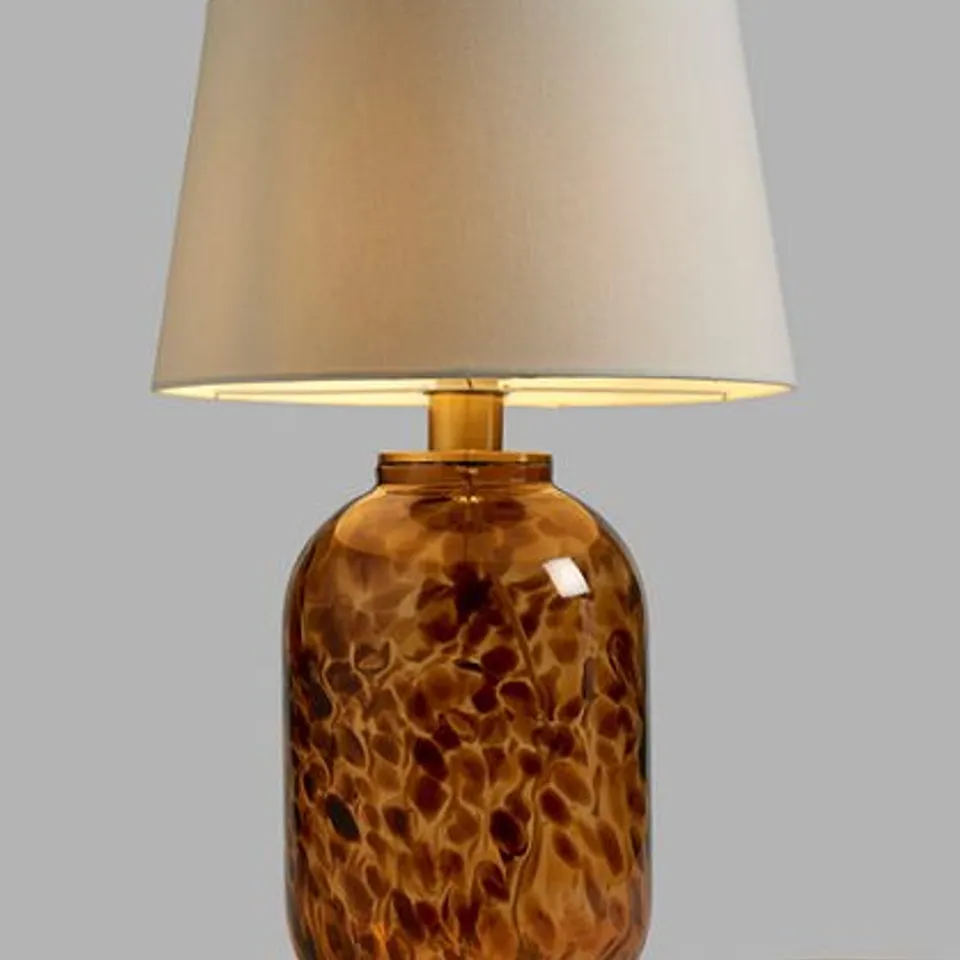 BOXED JOHN LEWIS TORTOISE SHELL GLASS TABLE LAMP